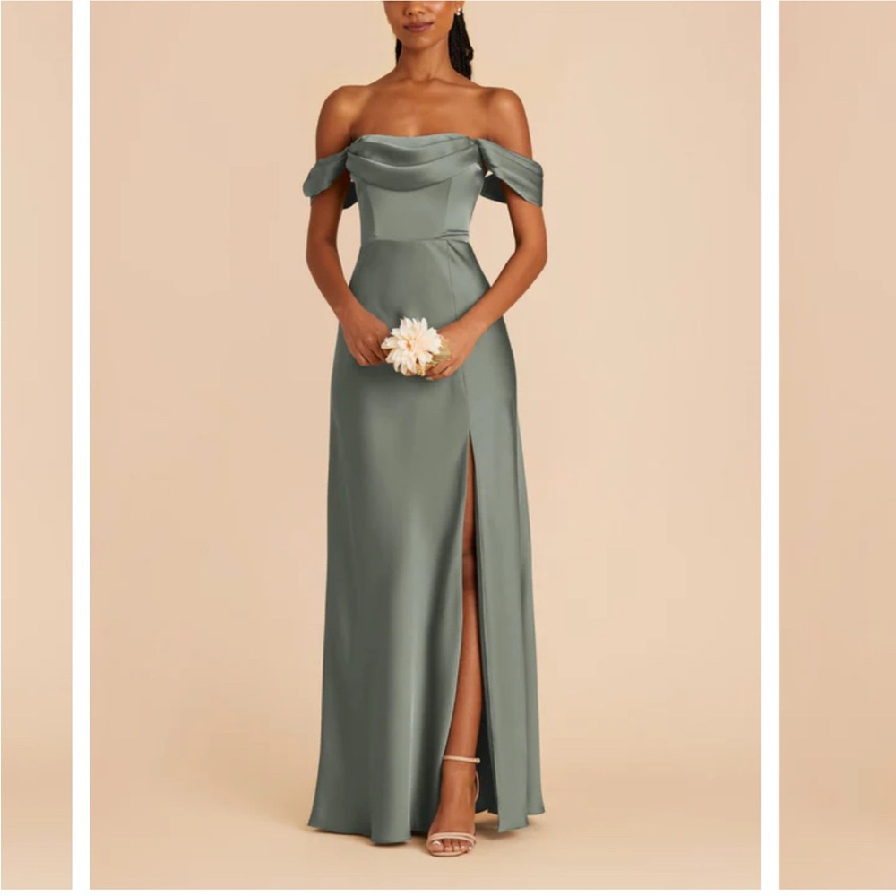 Elegant Strapless Evening Gown in Moss by Birdie Grey